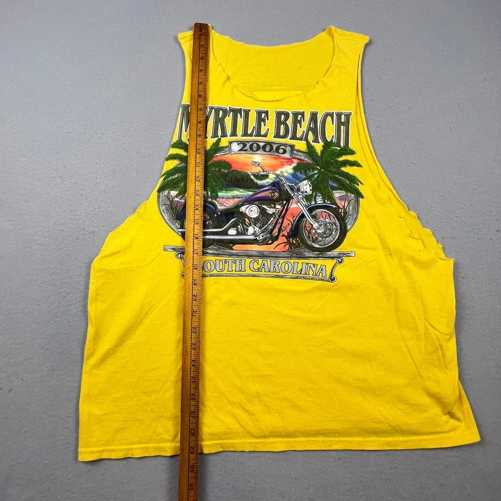 Vintage Myrtle Beach Bike Rally Tank Mens XL Yellow 2006 Custom Cut Muscle Tee